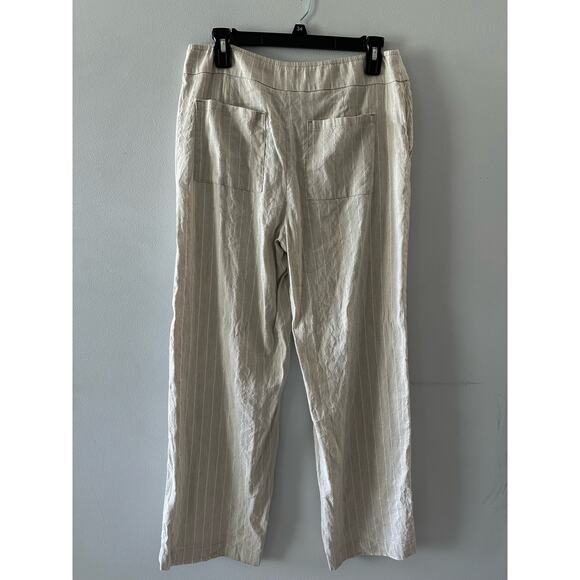 Chicos Pants Woman’s US 6 Chicos 0.5 Striped Linen Pull On Lightweight Neutral - Picture 6 of 8